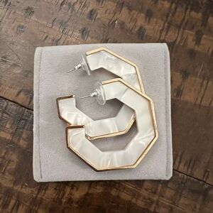 Elegant Gold and White Geometric Earrings